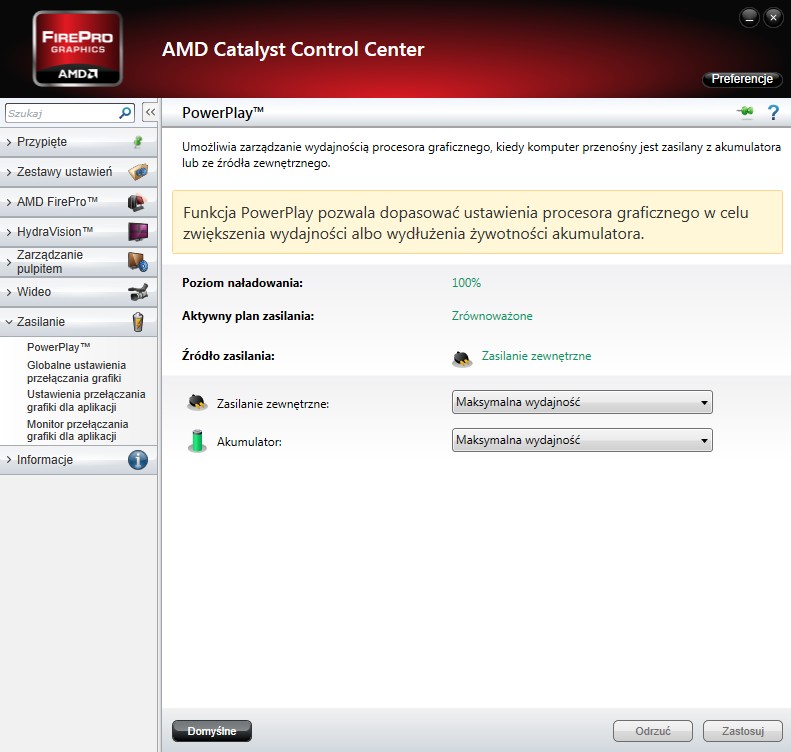 AMD Catalyst przełączanie kart graficznych w laptopie