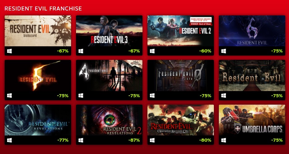 Lista gier w promocji Resident Evil Franchise