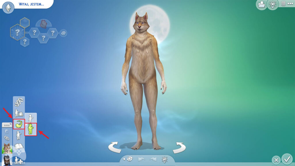 Wilko艂ak w The Sims 4 w trybie tworzenia sima