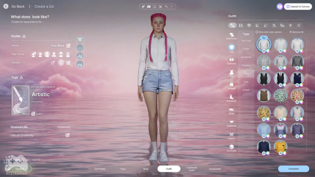 inzoi tryb tworzenia postaci