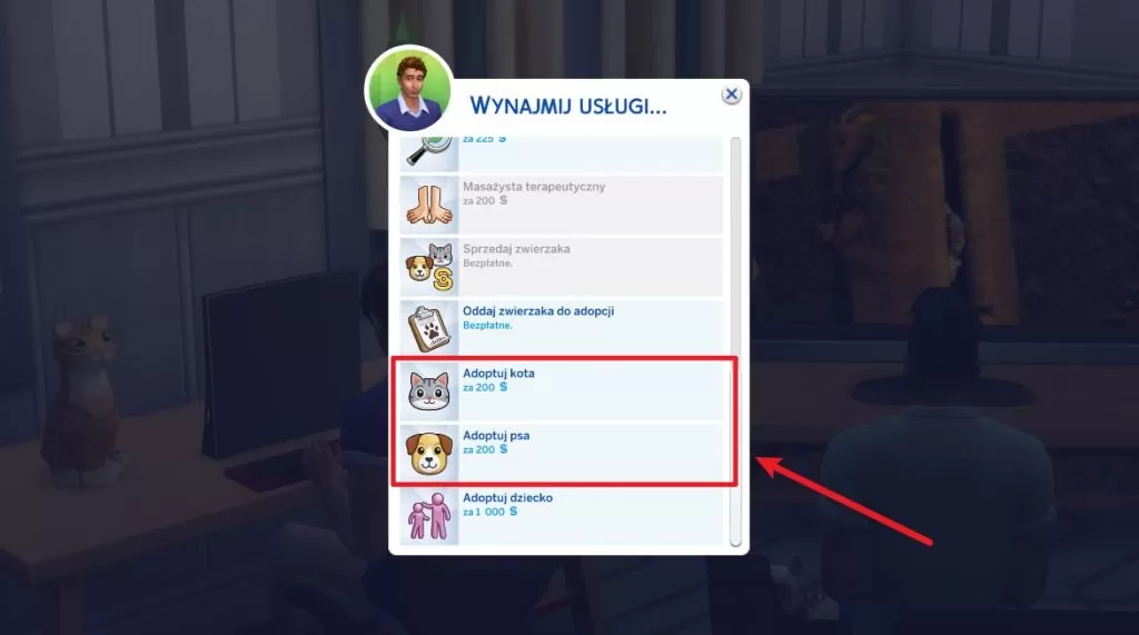 Adopcja psa w The Sims 4
