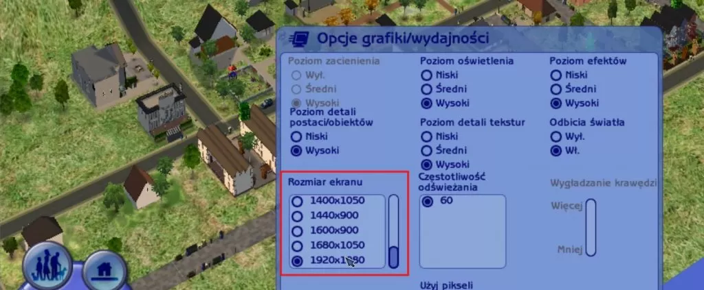 Zmiana rozdzielczości w The Sims 2