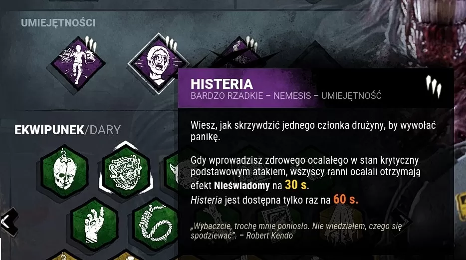 dbd umiejetnosc histeria