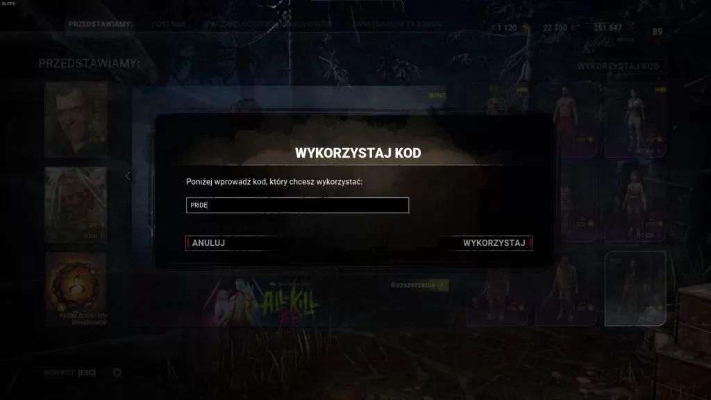 Kod na flagę LGBT w Dead by Daylight