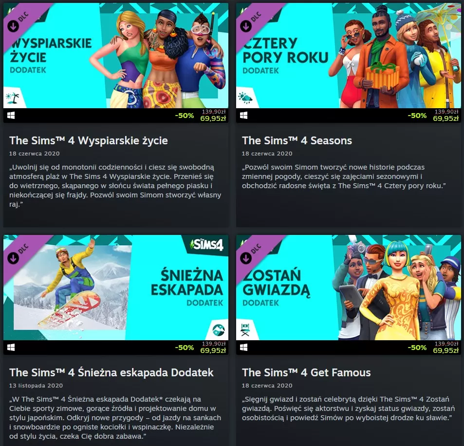 Promocja na dodatki do The Sims 4