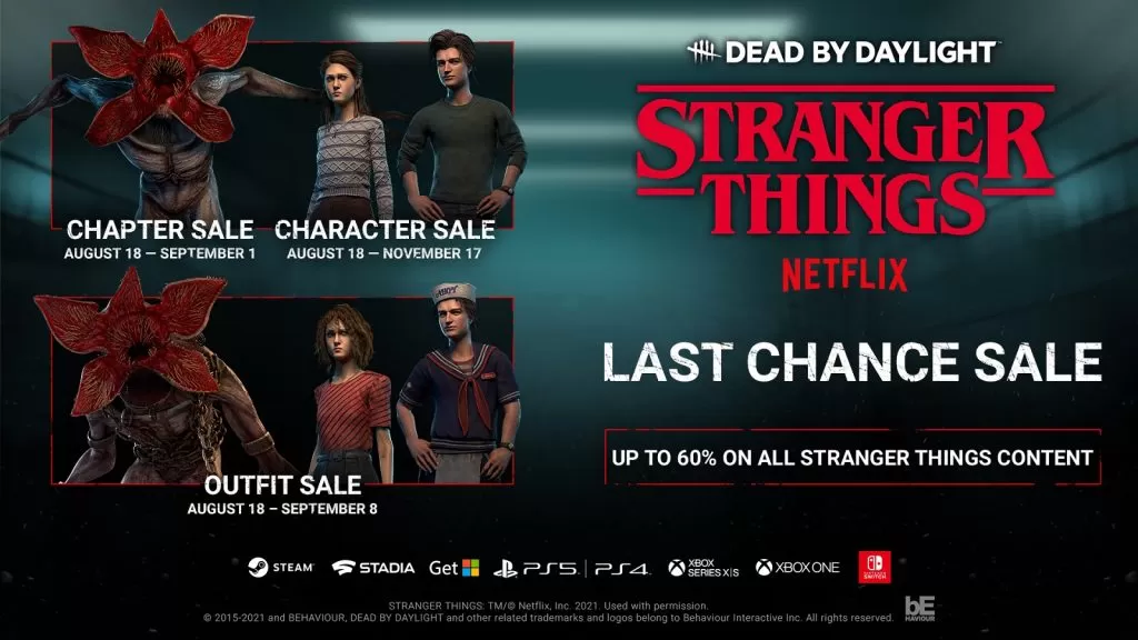 Wyprzedaż zawartości Stranger Things w Dead by Daylight