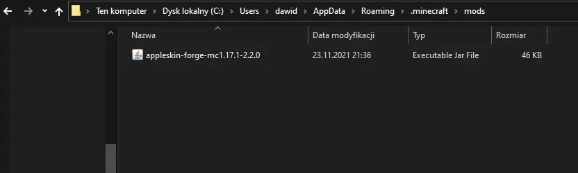Przeniesiony plik AppleSkin dla Minecrafta 1.17+