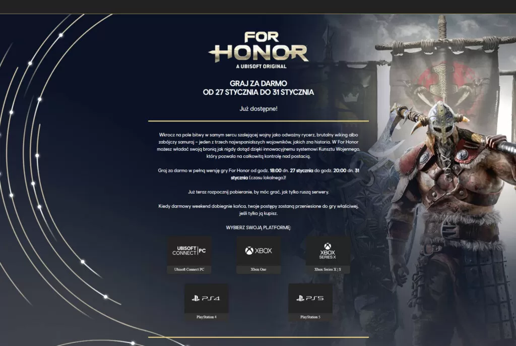 For Honor za darmo na PC, Xbox i PS