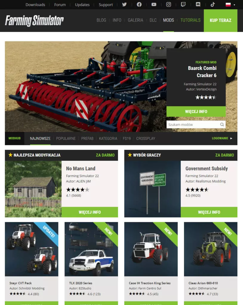 Farming Simulator 22 - oficjalna strona z modami