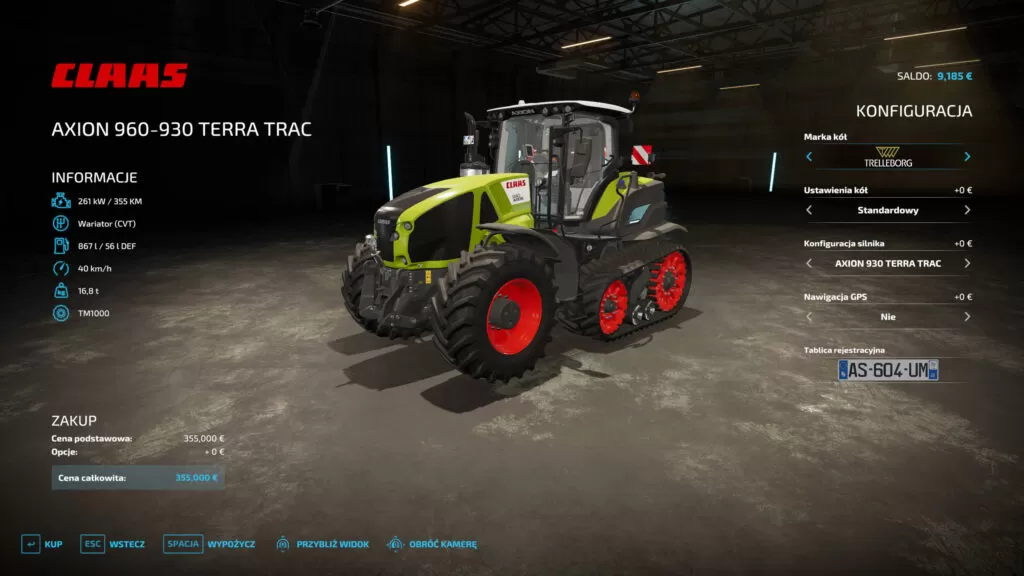 Mody do Farming Simulator 22:  Claas Axion 900TT (Terra Track)