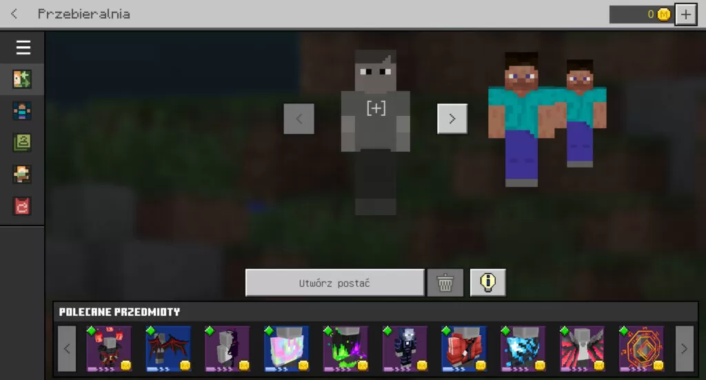 Wgrywanie skina Minecraft Windows Edition