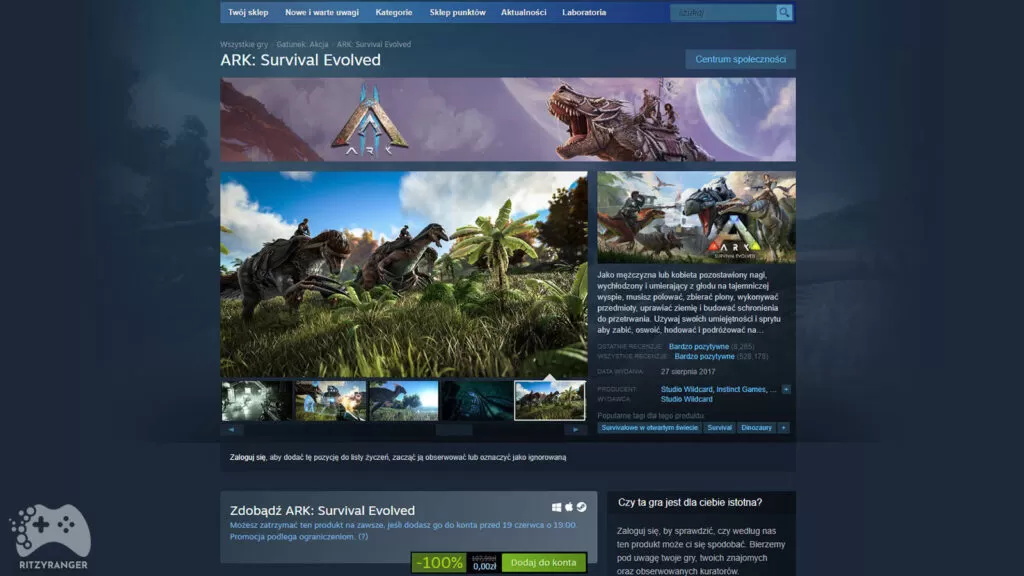 ARK Survival Evolved za darmo jak pobrać