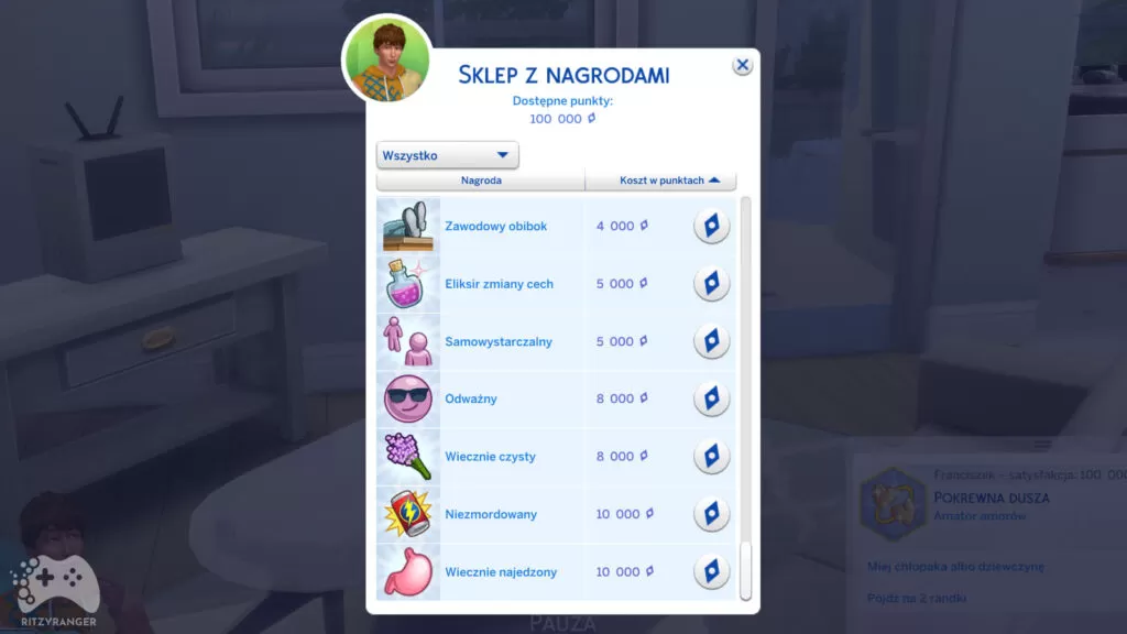 kod na punkty satysfakcji the sims 4