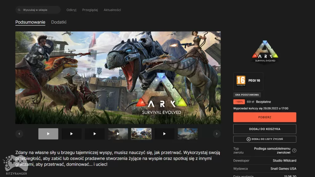 ARK Survival Evolved za darmo 2022