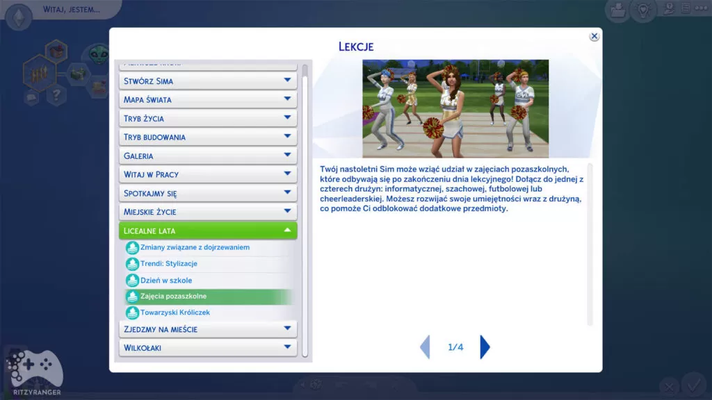 lekcje The Sims 4 Licealna lata październik 2022