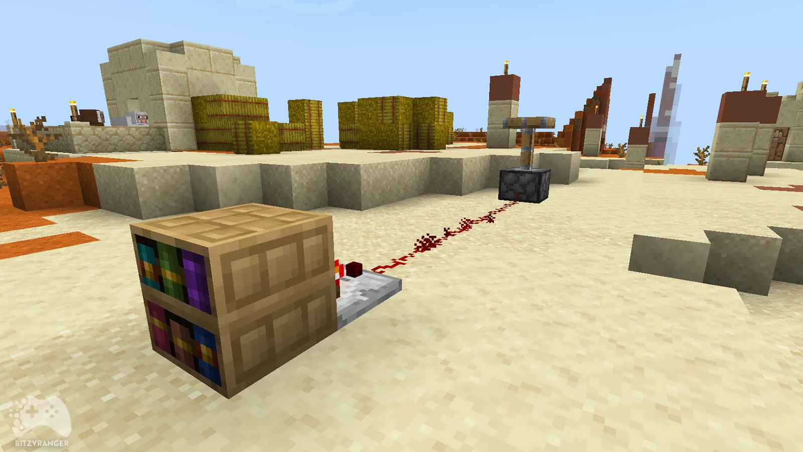 Rzeźbiona biblioteczka redstone Minecraft Snapshot 22w42a