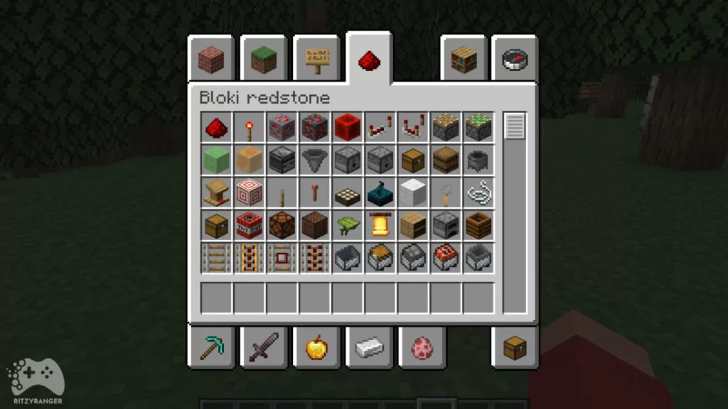 Zakładka redstone Minecraft 1.20 Snapshot 22w44a