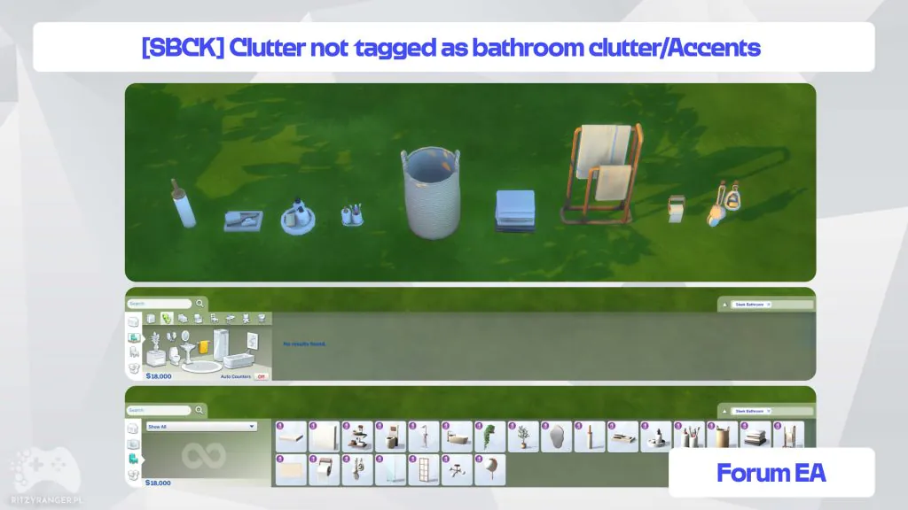 the sims 4 brak odpowiednich tagów dla dekoracji łazienkowych